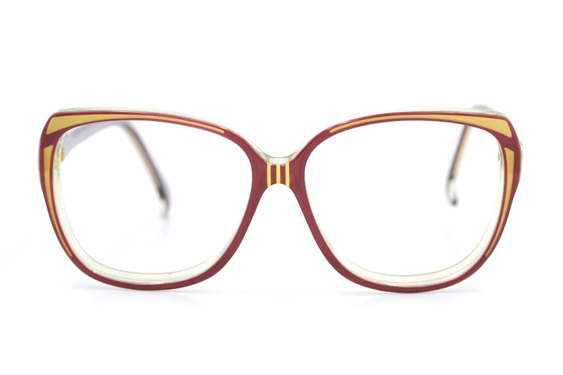 NINA RICCI 1323 Vintage glasses. Oversized glasses. Nina Ricci Glasses. Sustainable glasses. Red and gold glasses. 