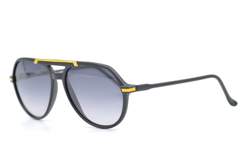 Sybille 349 vintage sunglasses. Vintage aviator sunglasses. Mens vintage sunglasses. Sybille by Piave sunglasses. Italian vintage sunglasses. Matte Black Aviator Sunglasses. 