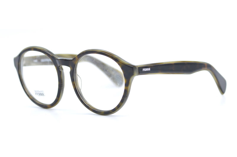 Gianfranco Ferre 630 378 Vintage Glasses. Round Vintage Glasses. Black and Crystal Glasses. Round Designer Glasses.