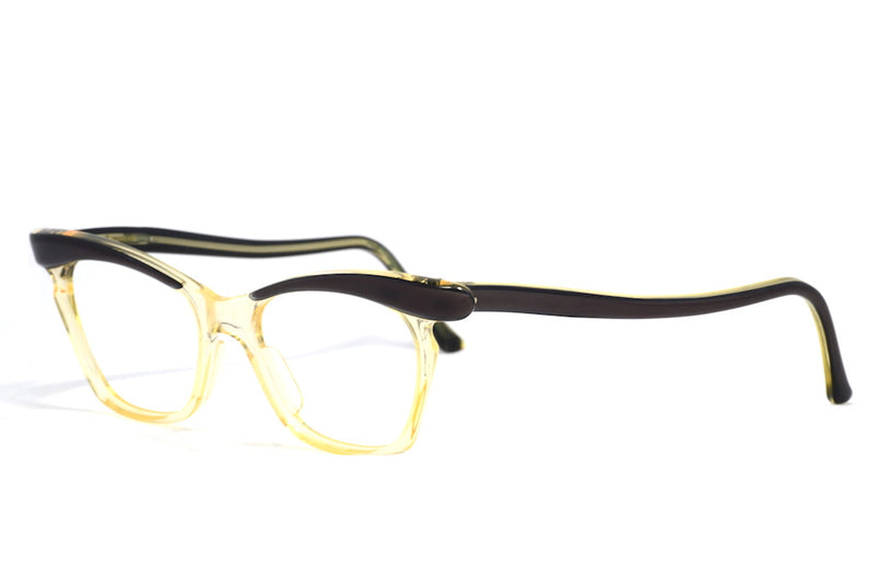Orignal 1960's vintage ladies glasses with upswept maroon brow