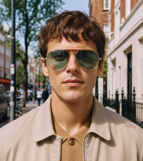 L'AMY Adam Aviator Sunglasses Brad Pitt Style in Heart of the Beast