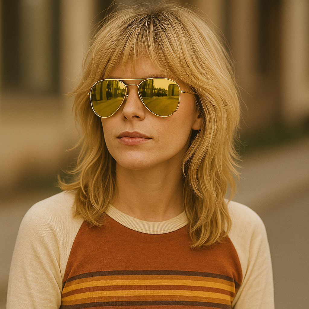 “A 1970s-inspired look capturing the cool vintage style seen throughout the series Poker Face.”