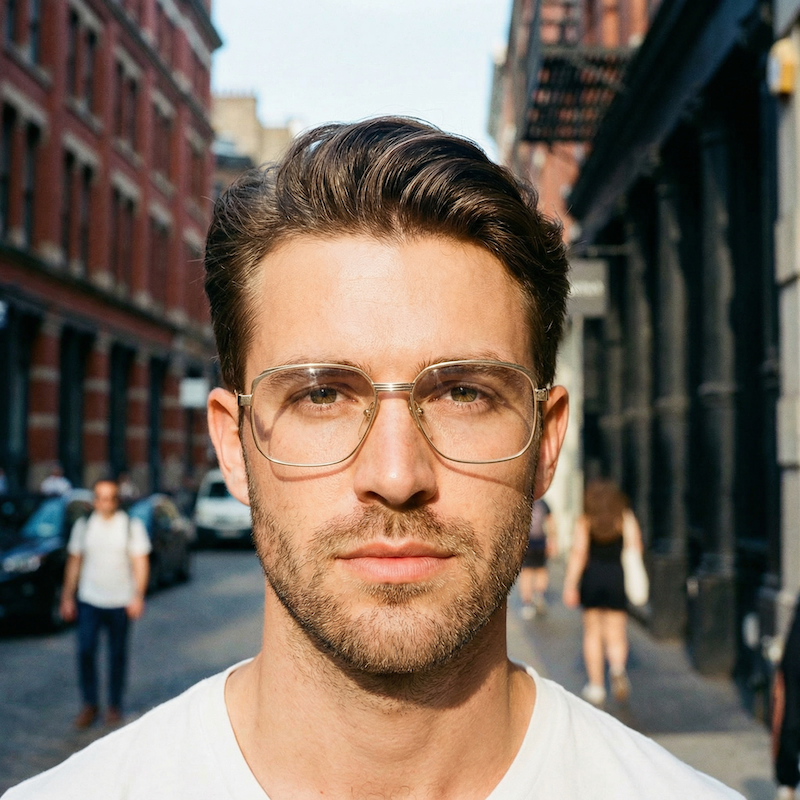 8601 70s vintage glasses. Men's vintage glasses. Men's 70s vintage glasses. Gold square men's glasses.