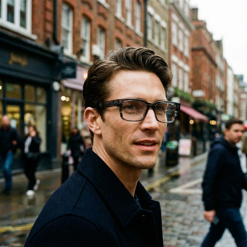 Alfie men's retro grey square stylish glasses