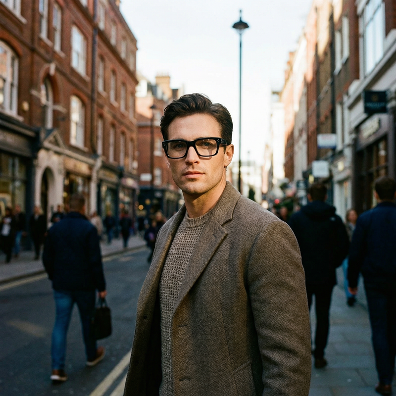 Men's Alfie Black Retro Glasses 