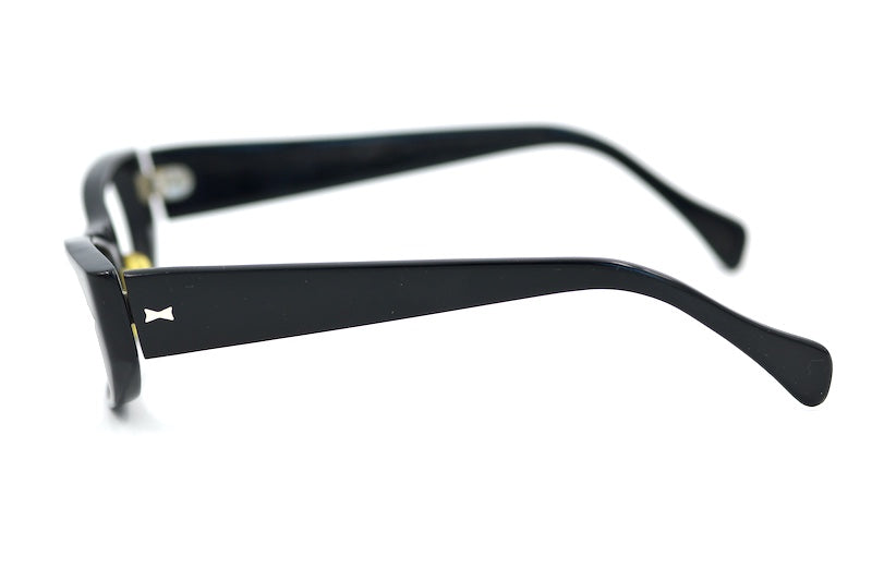 Arrow 1950s men;'s black rectangular glasses with silver rivet detail