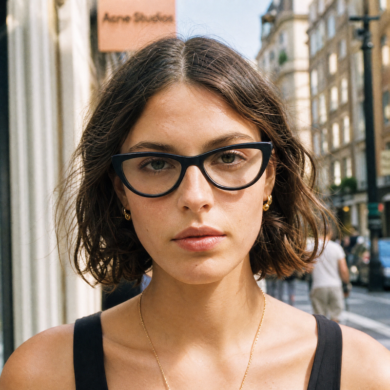 Bengal women's black cat-eye vintage glasses.