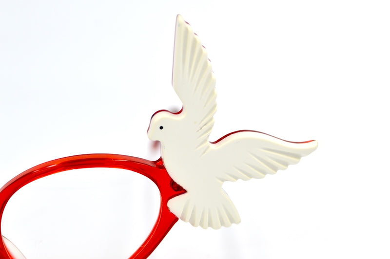 Anglo American Eyewear Birds rare vintage glasses. Red cat-eye glasses with white birds.