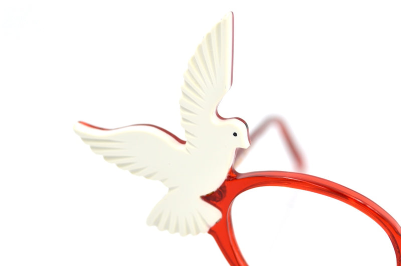 Anglo American Eyewear Birds rare vintage glasses. Red cat-eye glasses with white birds.