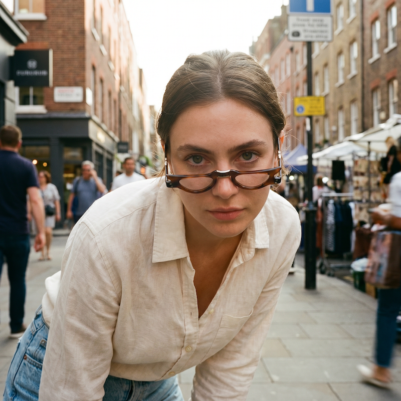 Women's vintage cat-eye fold up reading glasses. Brown vintage library glasses.