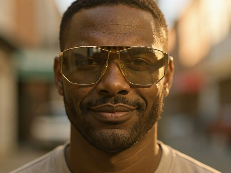 Carl Zeiss 9302 Photochromic Vintage Sunglasses on a model.
