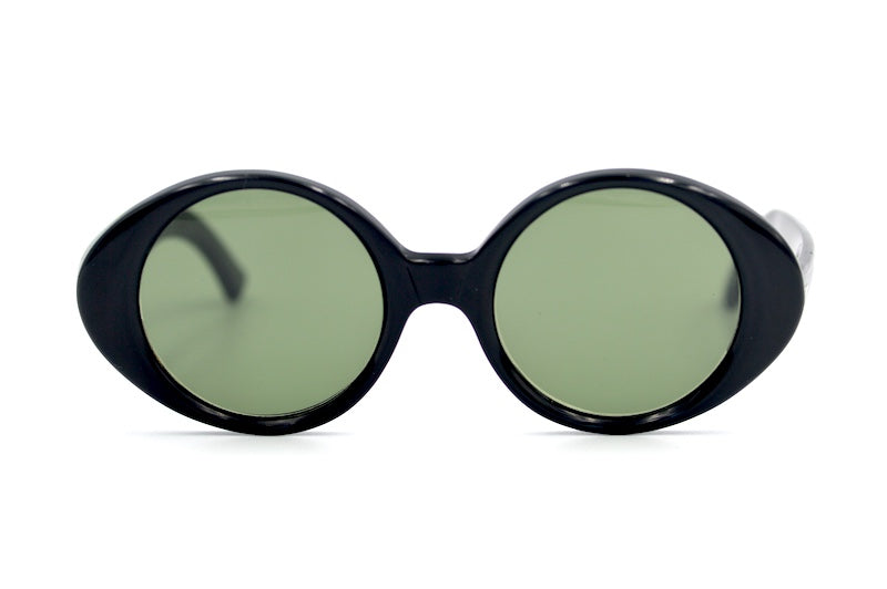 Carousel by Paul Green 60s vintage sunglasses. Black round mod sunglasses. Women's 60s mod sunglasses. 