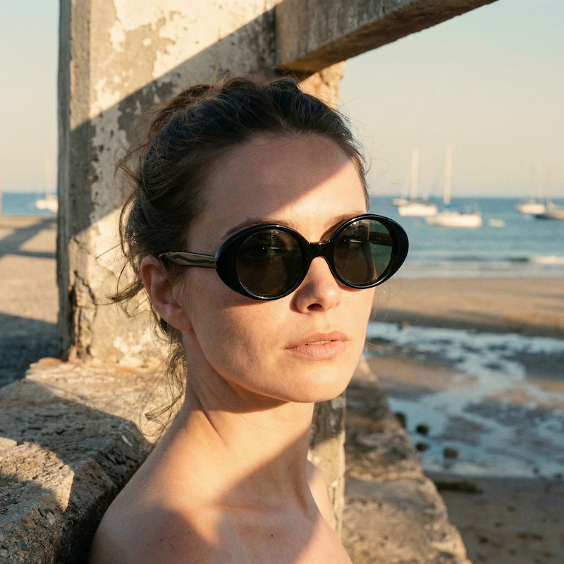 Carousel by Paul Green 60s vintage sunglasses. Black round mod sunglasses. Women's 60s mod sunglasses. 