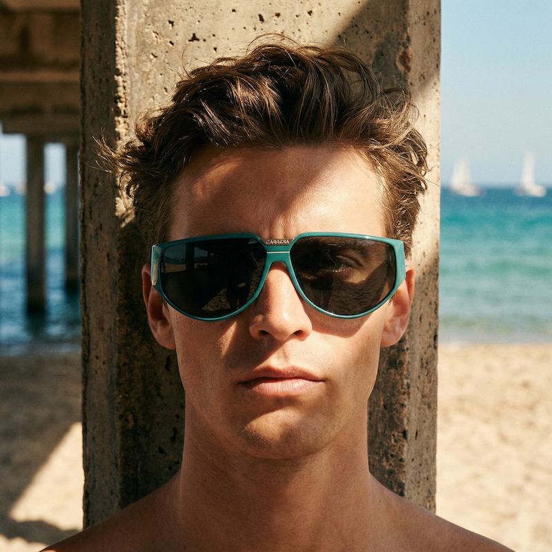 Carrera 5417 60 green oversized vintage sunglasses. Men's Carrera oversized sunglasses.
