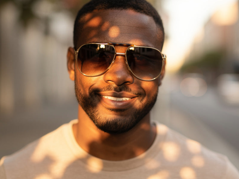 Carrera Vario 5320 Gold Aviator vintage sunglasses on model
