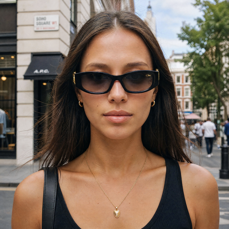 Cazal 8525 001 Women's Black Rectangular Sunglasses UK