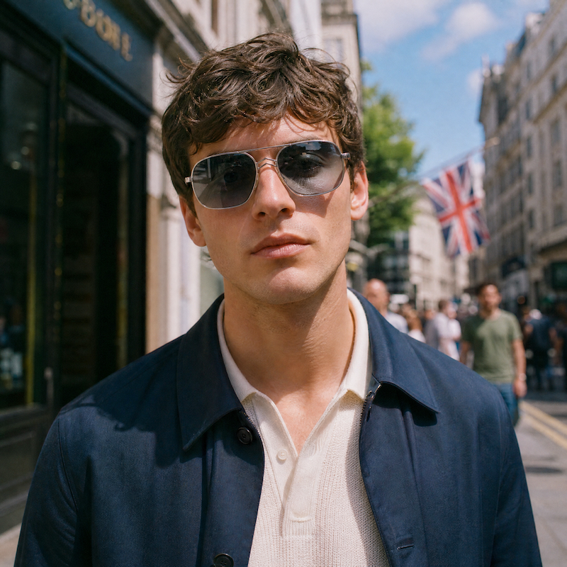Charles 1970's men's silver vintage sunglasses. Mod style sunglasses.