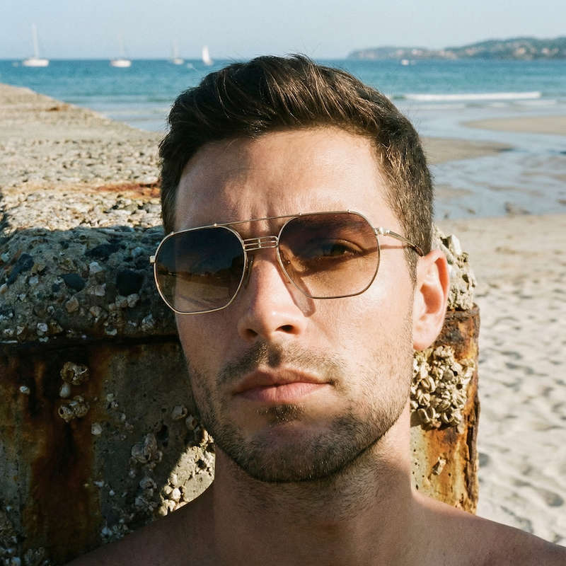 Christian Dior 2363 Gold Aviator Sunglasses Cliff Booth style. Men's Dior aviator sunglasses.