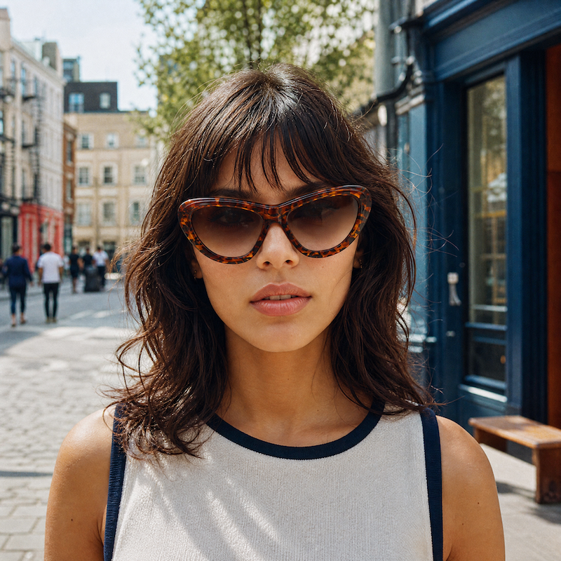Christian Lacroix 7367 vintage sunglasses. Brown cat-eye sunglasses. 