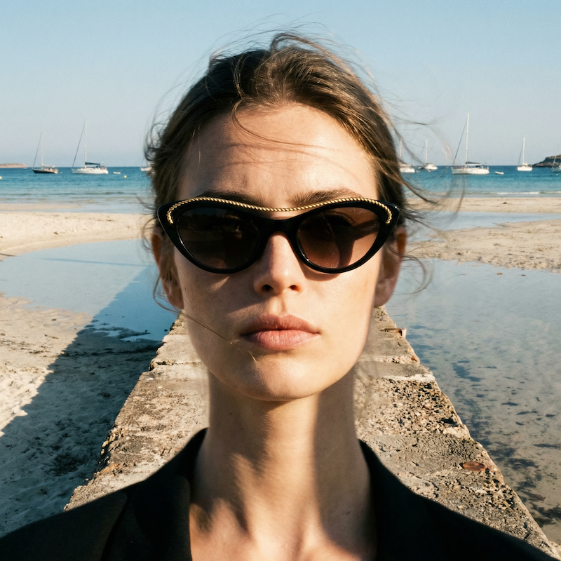 Christian Lacroix 7368 vintage sunglasses. Black cat-eye designer sunglasses. Christian Lacroix sunglasses.