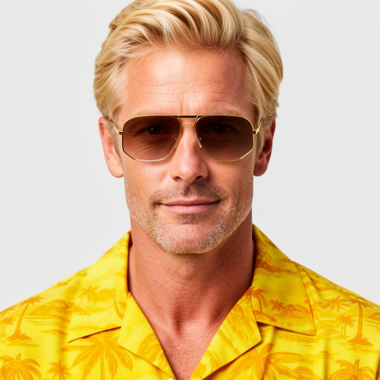 Osse 4570 Vintage Sunglasses. Gold aviator sunglasses. Brad Pitt F1 movie style sunglasses. Cliff Booth style Sunglasses. 