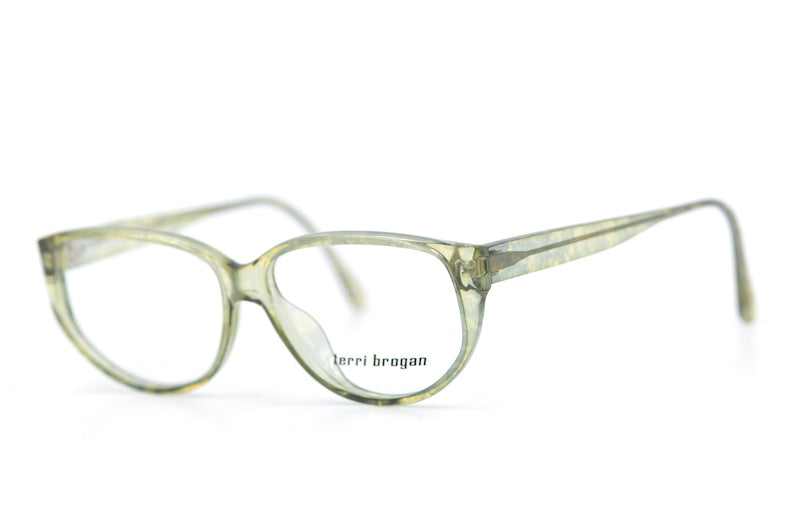 Terri Brogan 8870 50 vintage glasses. Women's vintage glasses. Green cat eye glasses. Women's designer glasses. Sustainable glasses. 