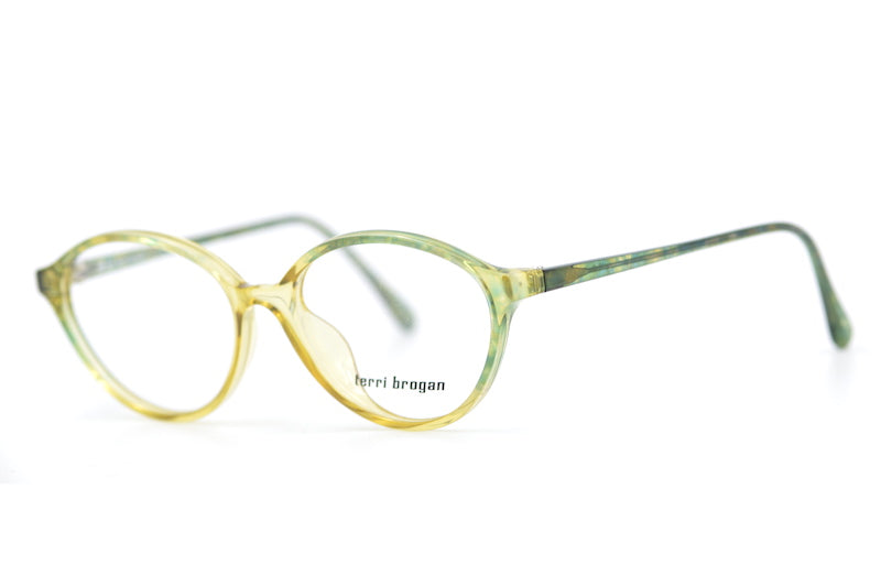 Terri Brogan 8867 vintage glasses. Women's vintage glasses. Women's oval glasses. Women's green glasses. 