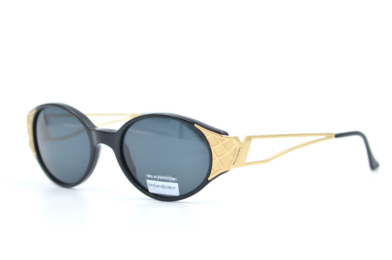 YSL 6547 vintage sunglasses. YSL Sunglasses. Black and gold YSL sunglasses. Saint Laurent sunglasses. Vintage YSL. Women's YSL Sunglasses. 