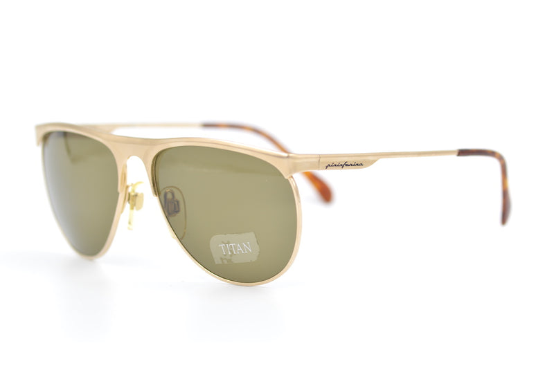 Pininfarina 003 vintage sunglasses. Gold Pininfarina sunglasses. Sunglasses for car enthusiasts. Gifts for car enthusiasts. Mens vintage sunglasses. Mens gold vintage sunglasses. Vintage designer sunglasses. 