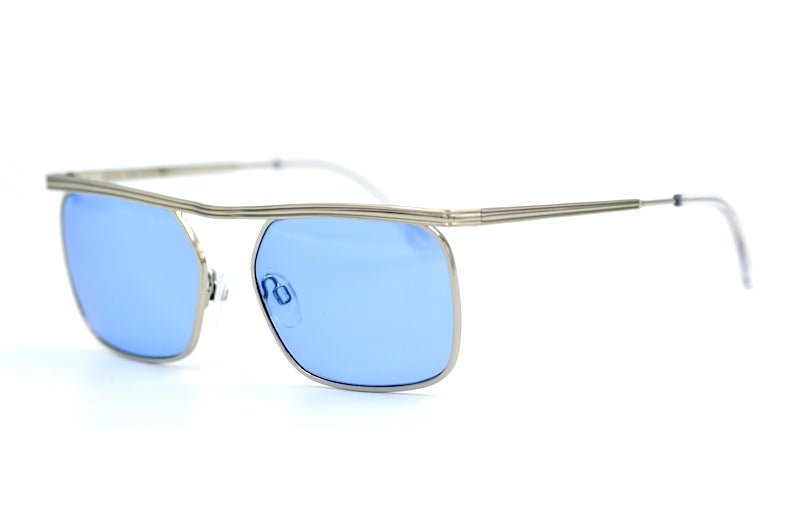 Retro Spectacle Mod 1 sunglasses Paul Weller style with blue lenses. Mod sunglasses. Blue lens sunglasses.