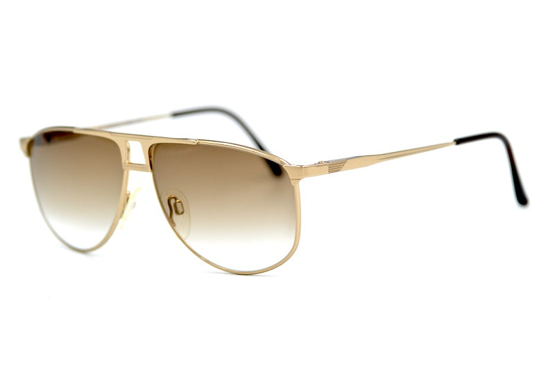 Safilo Emozioni gold aviator vintage sunglasses. Cliff Booth, Brad Pitt style inspired vintage sunglasses.