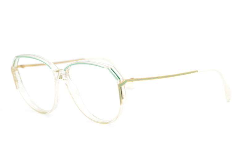 Lunettes Vintage OWP Design 1552 487 Or Bleu - Monture Demi-rim NOS Neuve