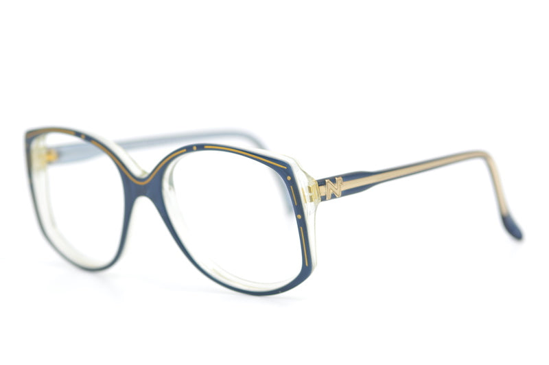 Nina Ricci 1328 vintage glasses. Women's designer glasses. Nina Ricci glasses.  Navy oversized glasses. Designer glasses online UK. 