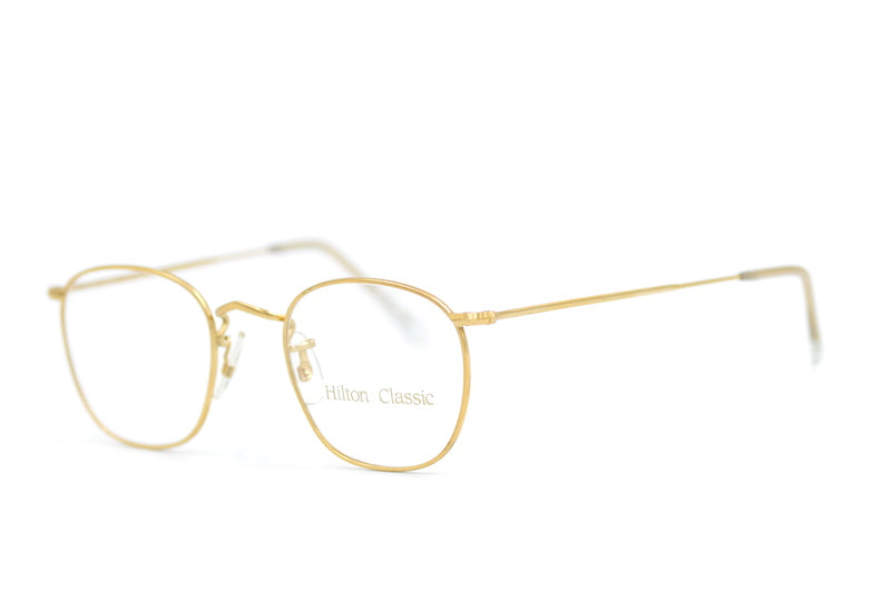 Hilton Classic 3 Quadra Gold glasses. Vintage Hilton glasses.  Gold vintage glasses. Mens vintage glasses. Mens Hilton glasses. 