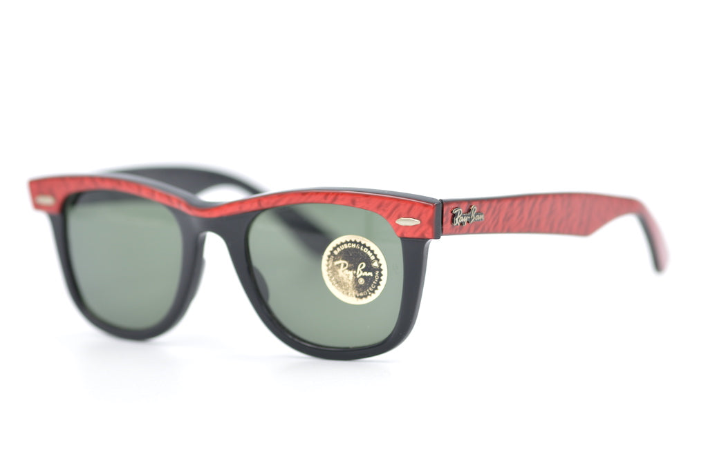 Bausch and Lomb Ray-Ban red top vintage wayfarer. 90s Ray-Ban Wayfarer. Rare Ray-Ban Sunglasses.