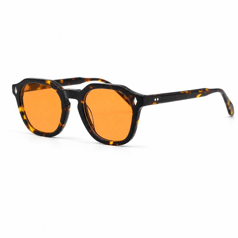 Eddie Horniman style sunglasses with orange lenses