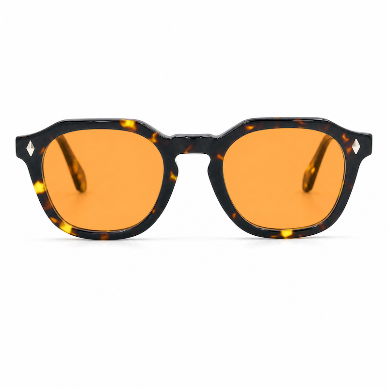 Eddie Horniman style sunglasses with orange lenses