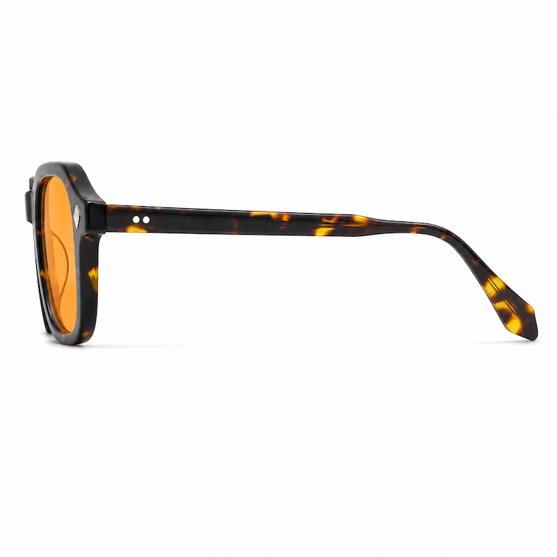 Eddie Horniman style sunglasses with orange lenses