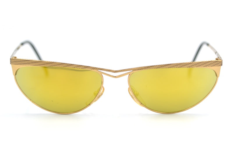 Dolce Vita Casanova 11 Sunglasses. Gold cat eye sunglasses. Vintage cat eye sunglasses. Gold mirrored women's sunglasses. 