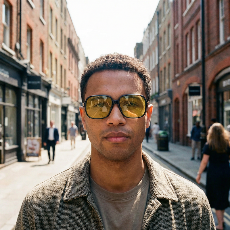 Dunhill 6088A square glasses with yellow fashion tints. The Serpent Sunglasses Netflix. Men's oversized sunglasses.