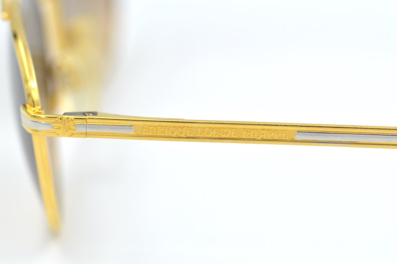 Enrique Loewe Knappe Enzo Vintage Sunglasses. Luxury Vintage Sunglasses. Gold plated sunglasses. Designer men's sunglasses. F1 movie style sunglasses. 