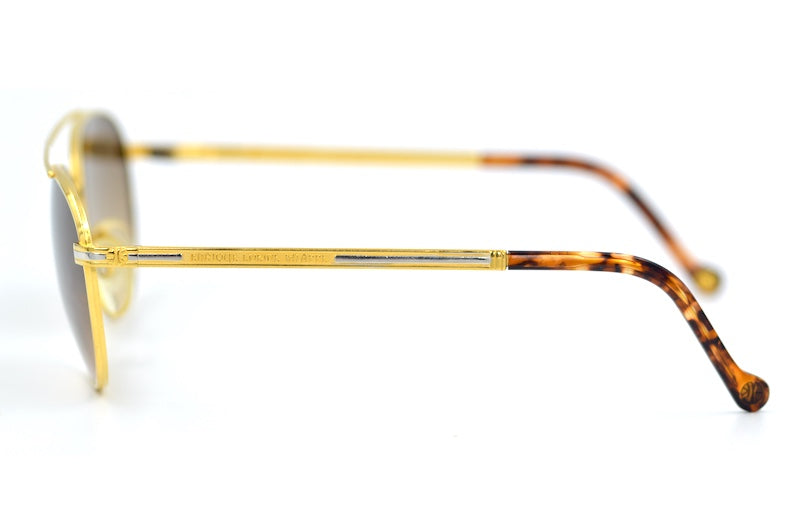 Enrique Loewe Knappe Enzo Vintage Sunglasses. Luxury Vintage Sunglasses. Gold plated sunglasses. Designer men's sunglasses. F1 movie style sunglasses. 