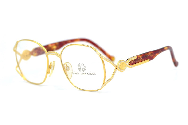 Enrique Loewe Knappe Gaia vintage glasses. 22Kt gold and platinum plated glasses. Rare vintage glasses. Luxury vintage glasses. Gold plated Glasses. Luxury vintage eyewear. Luxury eyewear. Unique Glasses.