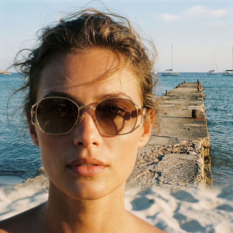 Enrique Loewe Knappe Gaia Sunglasses. Loewe Sunglasses. Women's Designer sunglasses. Luxury sunglasses. Gold platinum plated sunglasses.