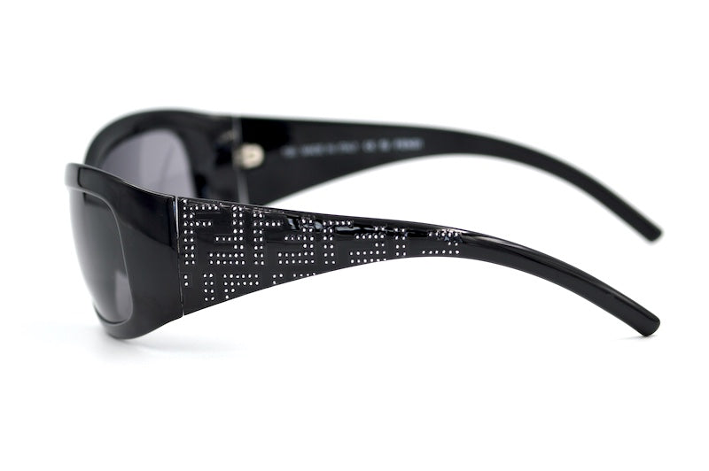 Fendi 299RI women's vintage sunglasses. Limited edition Fendi sunglasses. Black wrap around vintage sunglasses.