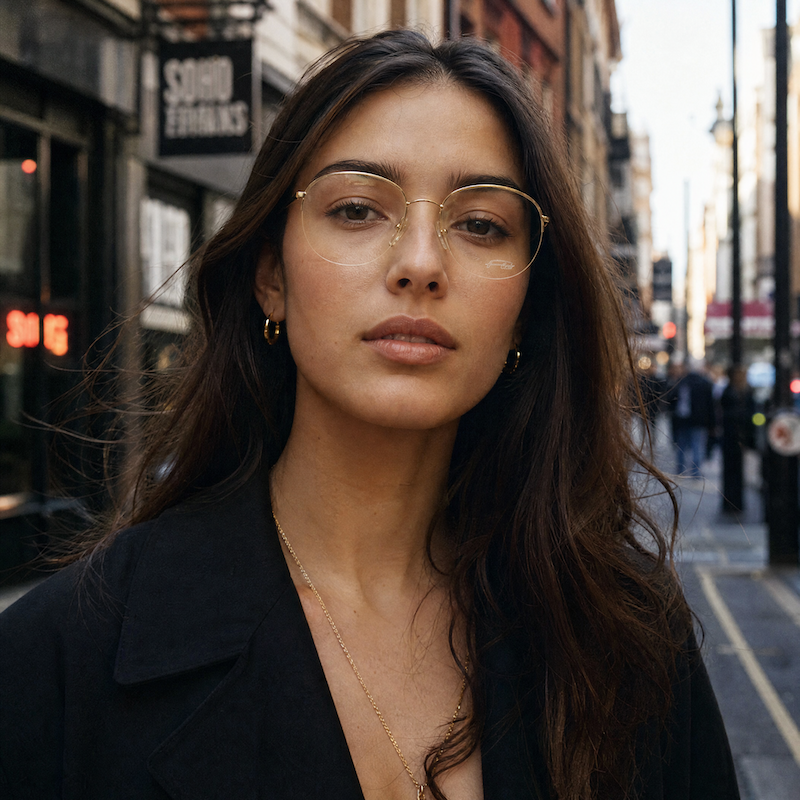 Flair Airline Women's Vintage Oversized Gold Round Glasses.
