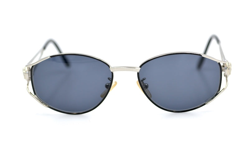 Gianni Versace G99 vintage sunglasses. Silver 90s Versace oval sunglasses. Women's Versace sunglasses.