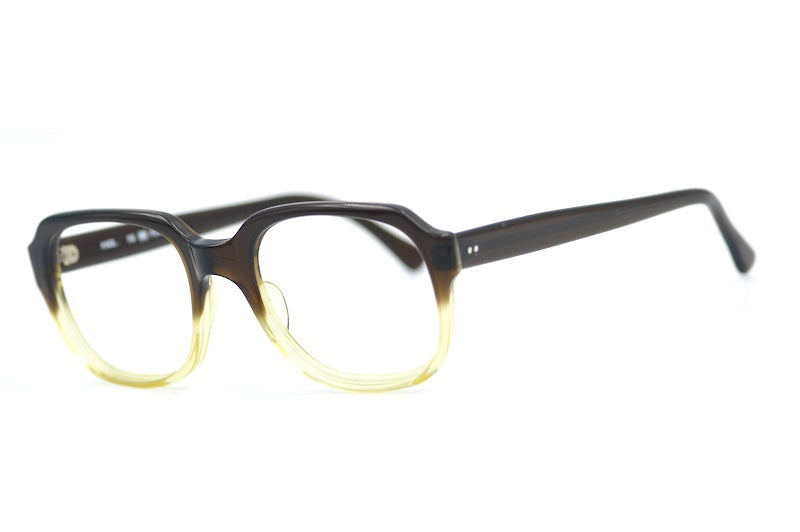 Hadley PS40 men's 70s square vintage glasses in brown and crystal. 