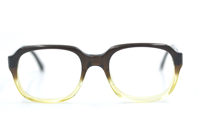 Hadley PS40 men's 70s square vintage glasses in brown and crystal. 