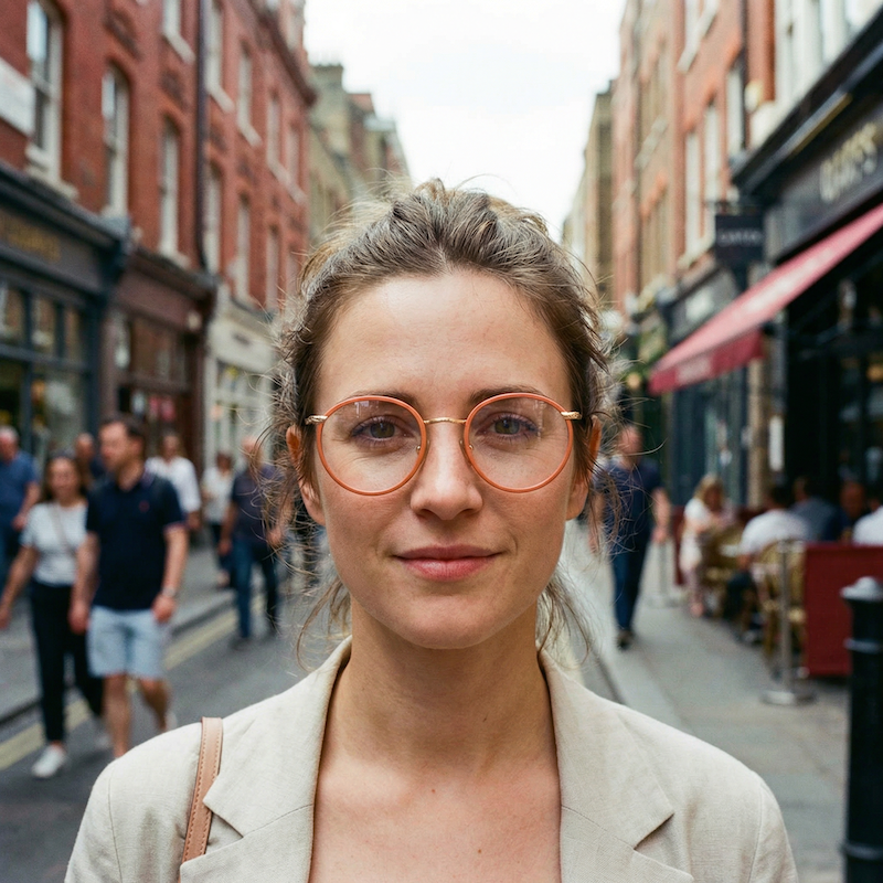 Heriot by Pennine vintage glasses. Round vintage glasses. Women's round orange glasses.